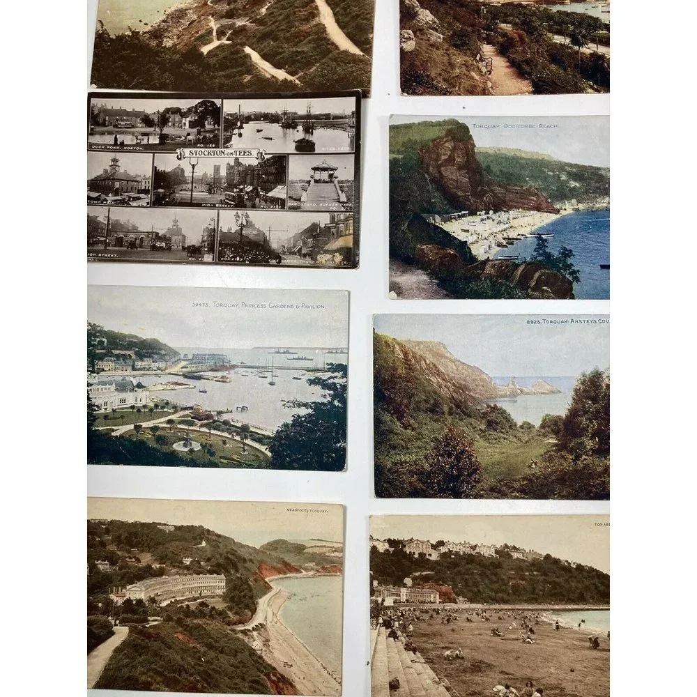 28 Vtg Postcards Torquay England Sands Cove Waldon West Front Beach Lot 1900s